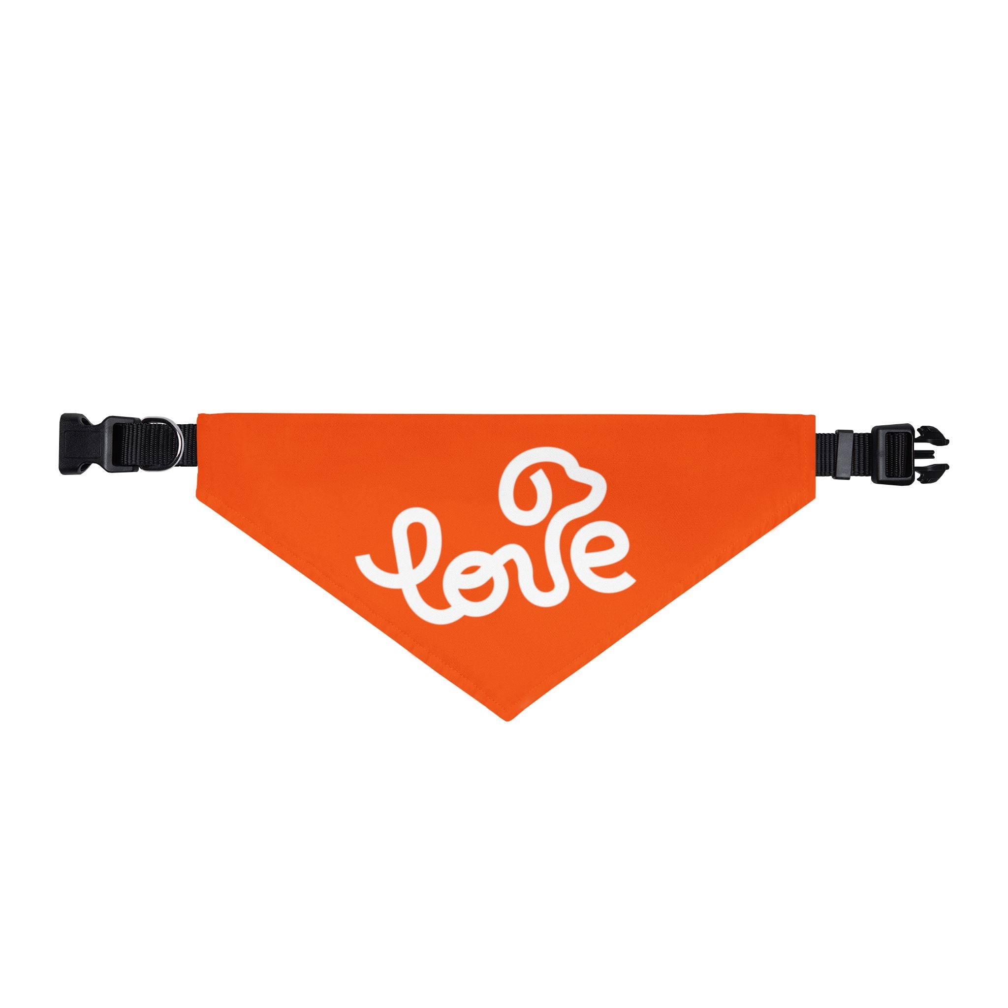 Clip-On Pet Bandana — Orange "Love" Dog Collar Accessory