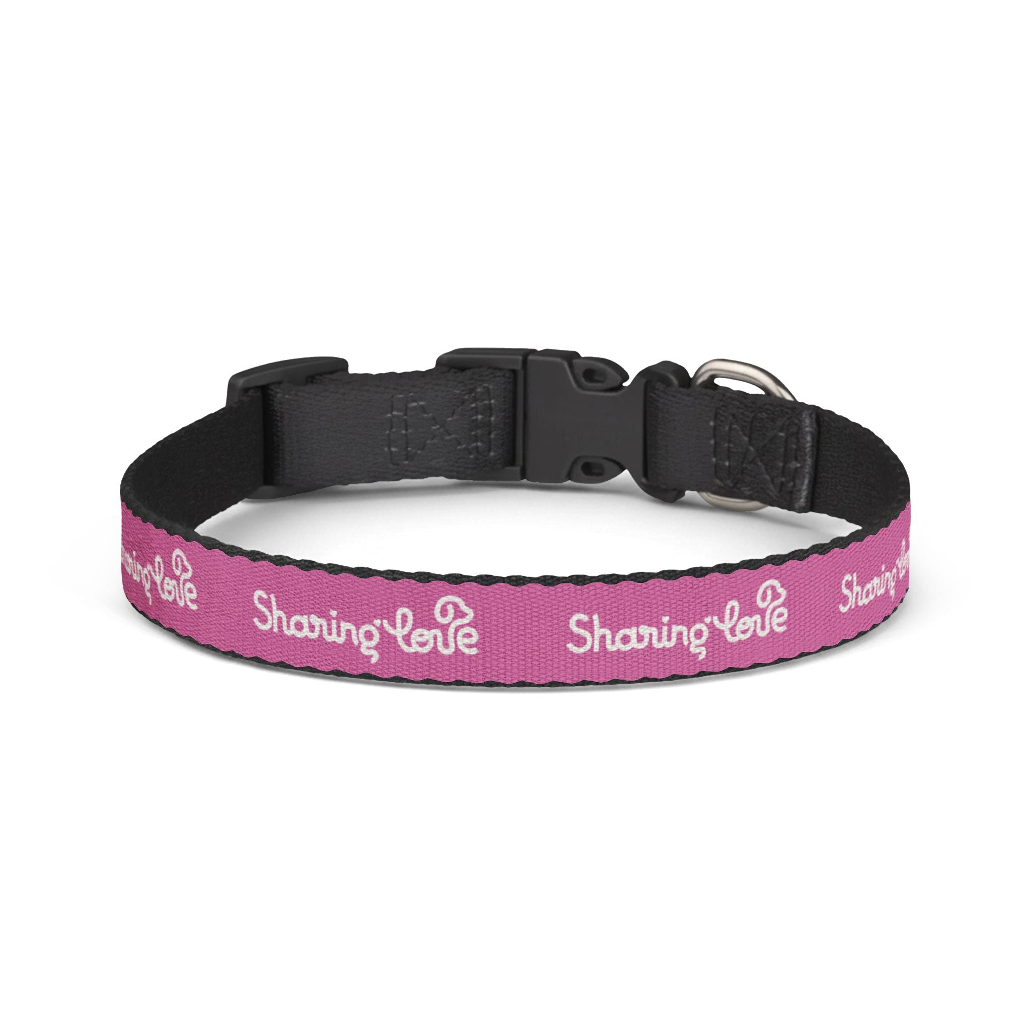 Clip-on Pet Collar — Pink “Sharing Love” Adjustable Dog Collar