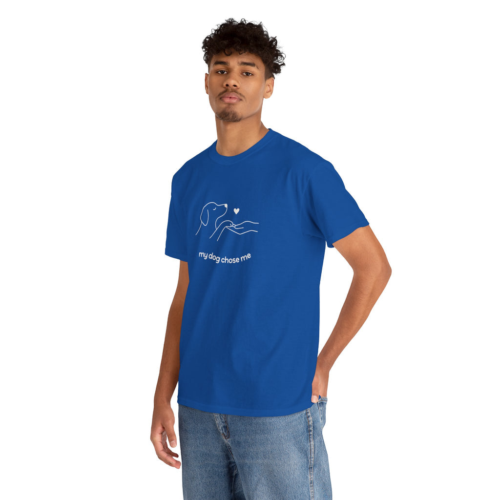 Dog Rescue Tee — "my dog chose me" Minimal Line Art T‑Shirt