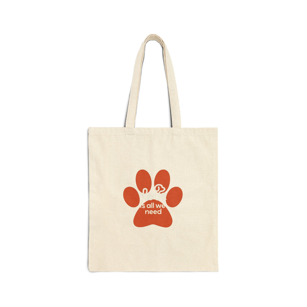 Tote Bag — Orange Paw Print "Love is all we need" Cotton Canvas Tote