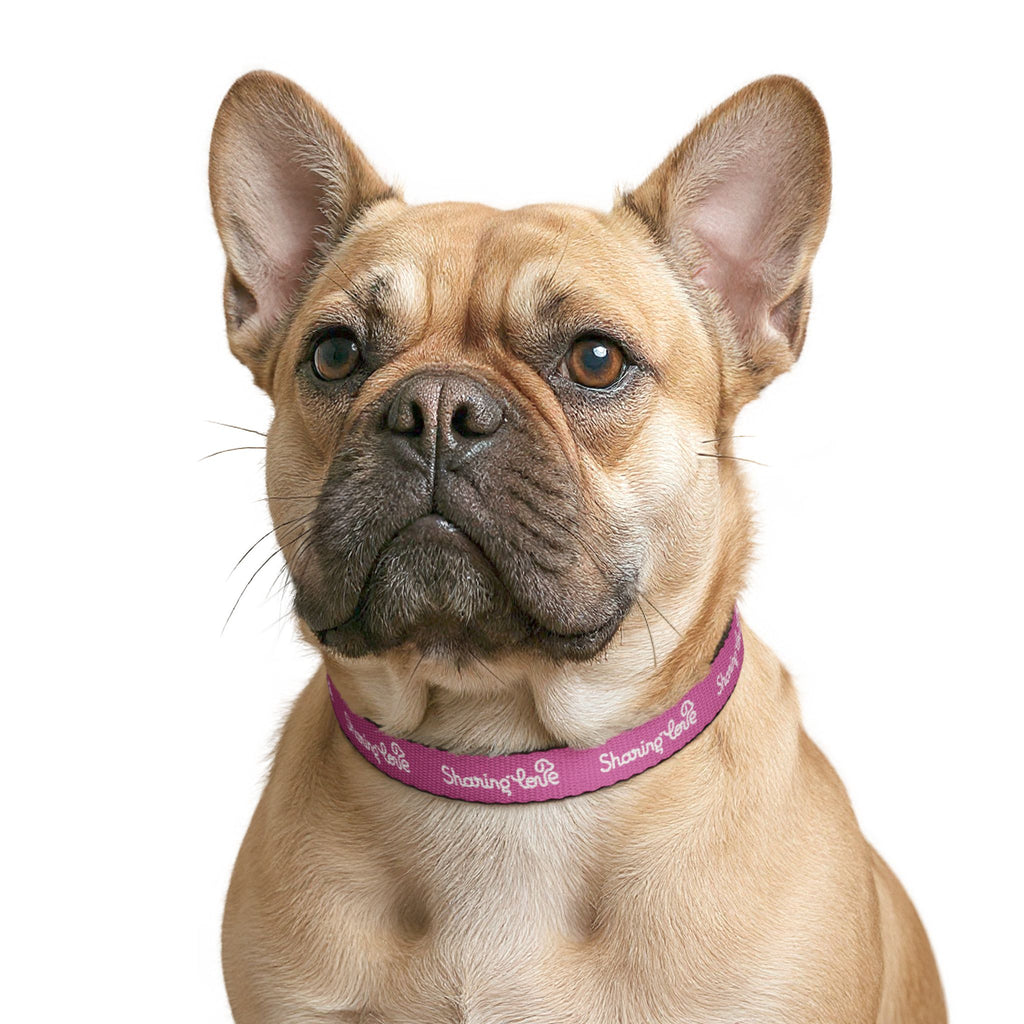 Clip-on Pet Collar — Pink “Sharing Love” Adjustable Dog Collar