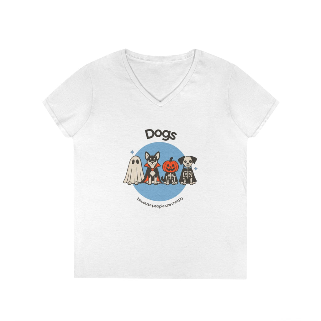 Halloween Dogs V-Neck Tee — Cute Dog Costume Graphic Shirt