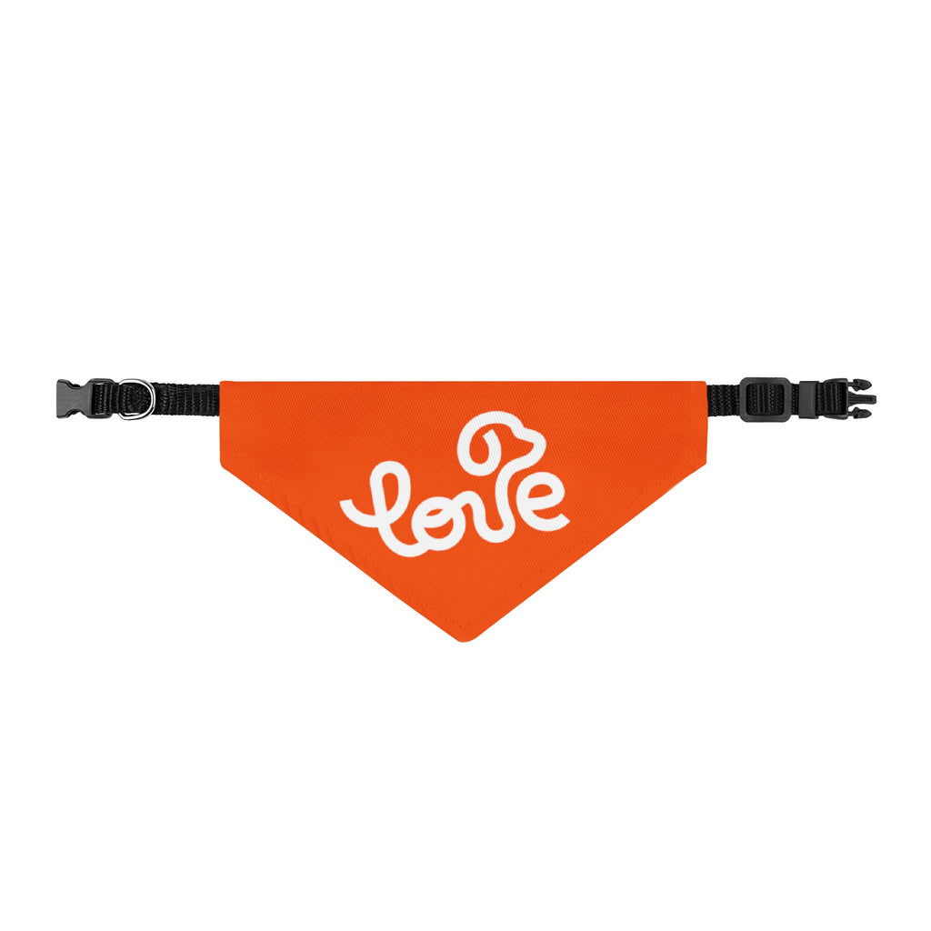 Clip-On Pet Bandana — Orange "Love" Dog Collar Accessory
