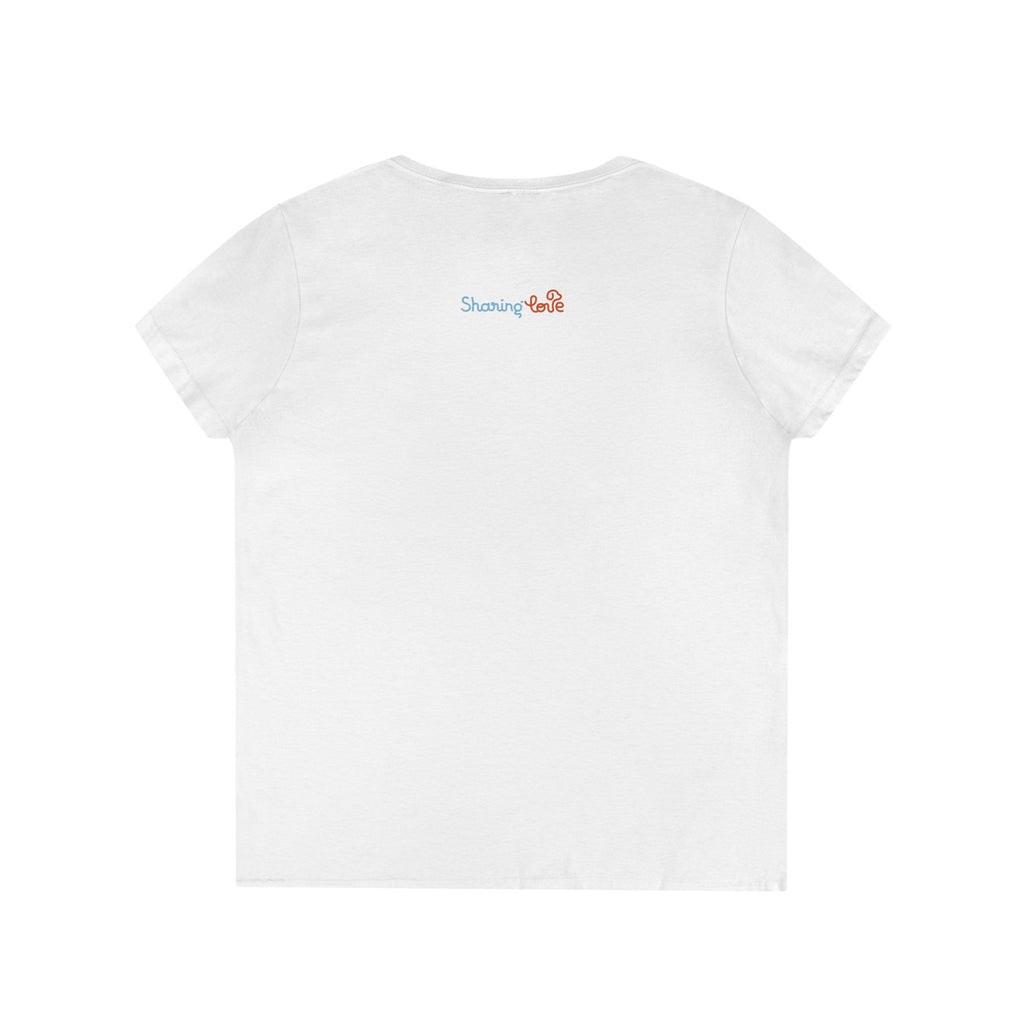Ladies' V-Neck T-Shirt — Cute Halloween Dog Tee “Sit. Stay. Spook.”