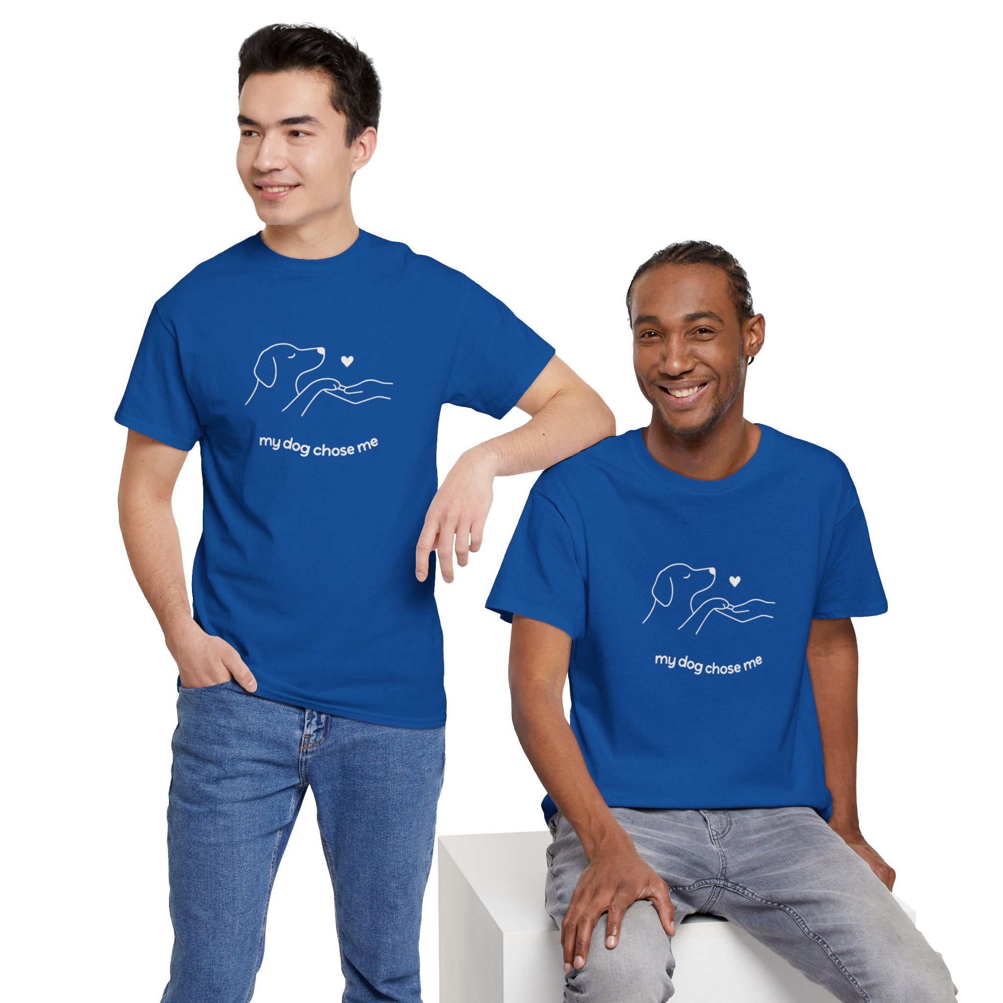 Dog Rescue Tee — "my dog chose me" Minimal Line Art T‑Shirt