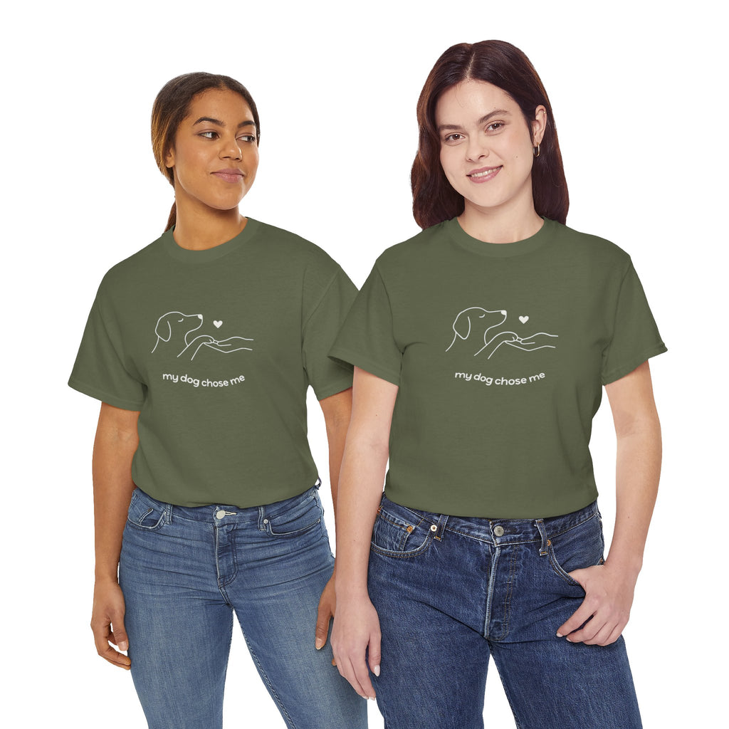 Dog Rescue Tee — "my dog chose me" Minimal Line Art T‑Shirt