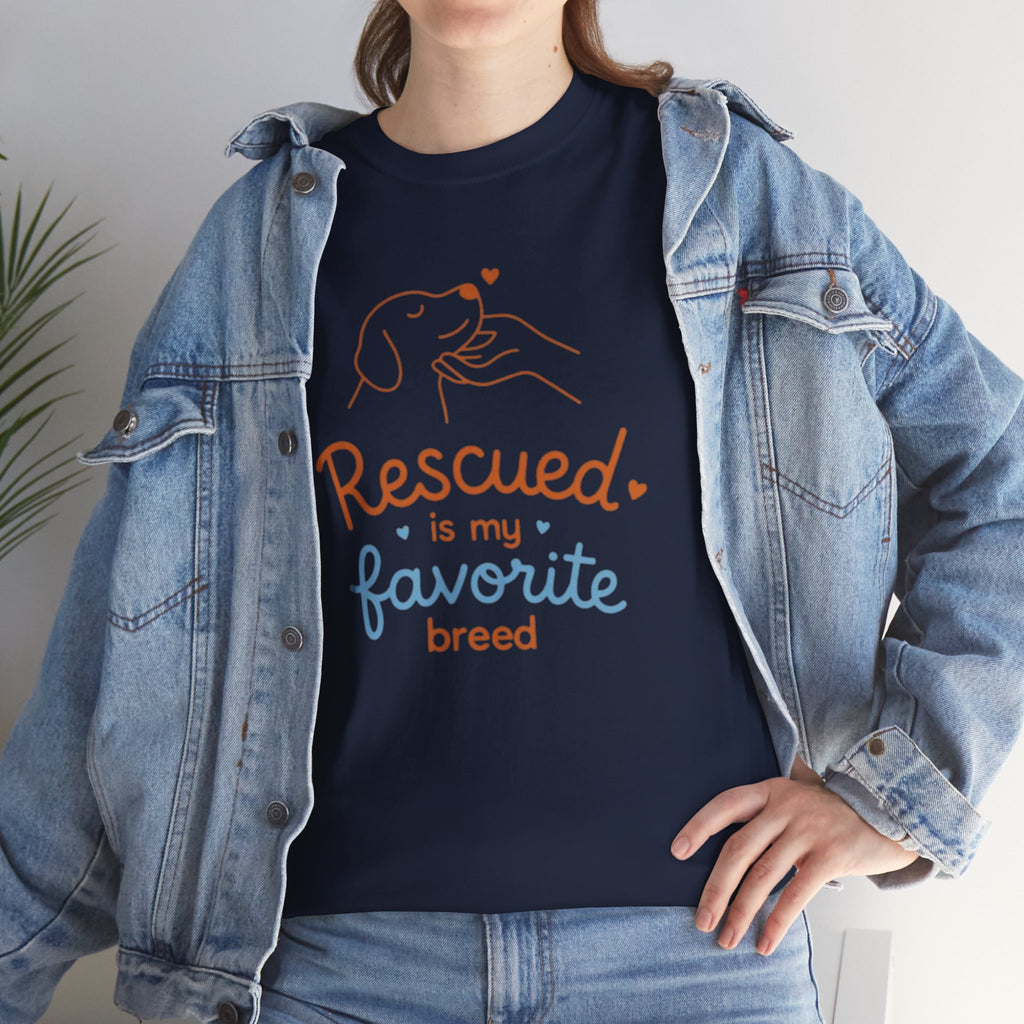 Rescued Is My Favorite Breed T-Shirt — Dog Rescue Adoption Shirt