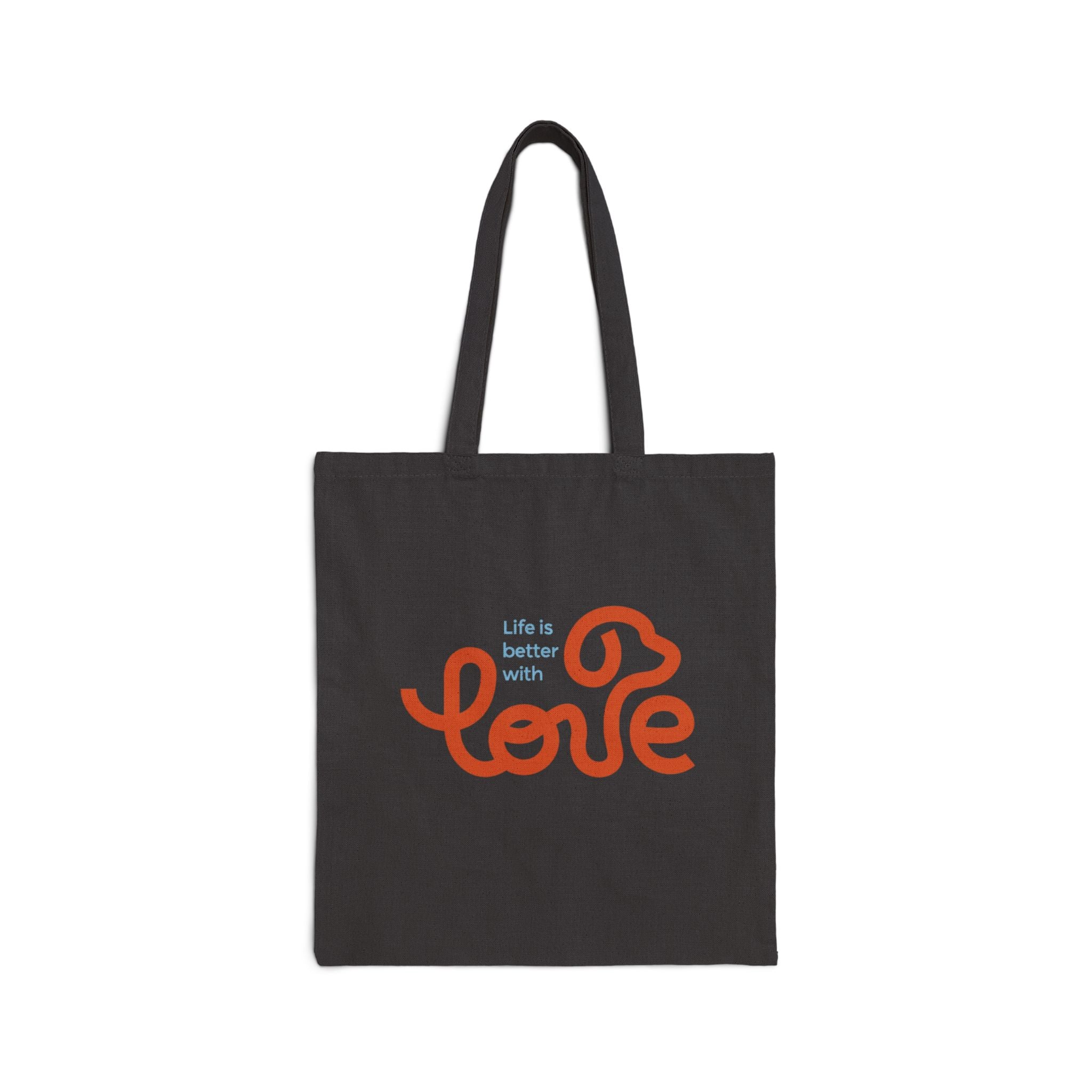 Love Script Canvas Tote Bag — "Life is better with love" Eco Shopper