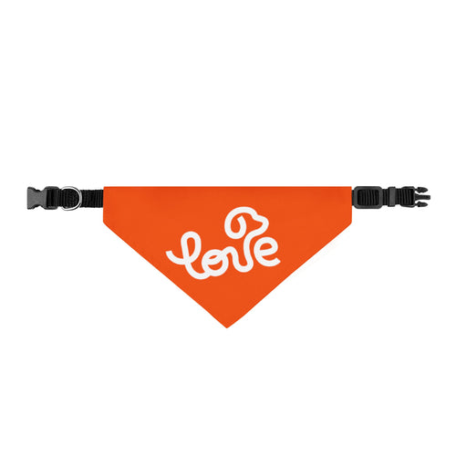 Clip-On Pet Bandana — Orange "Love" Dog Collar Accessory