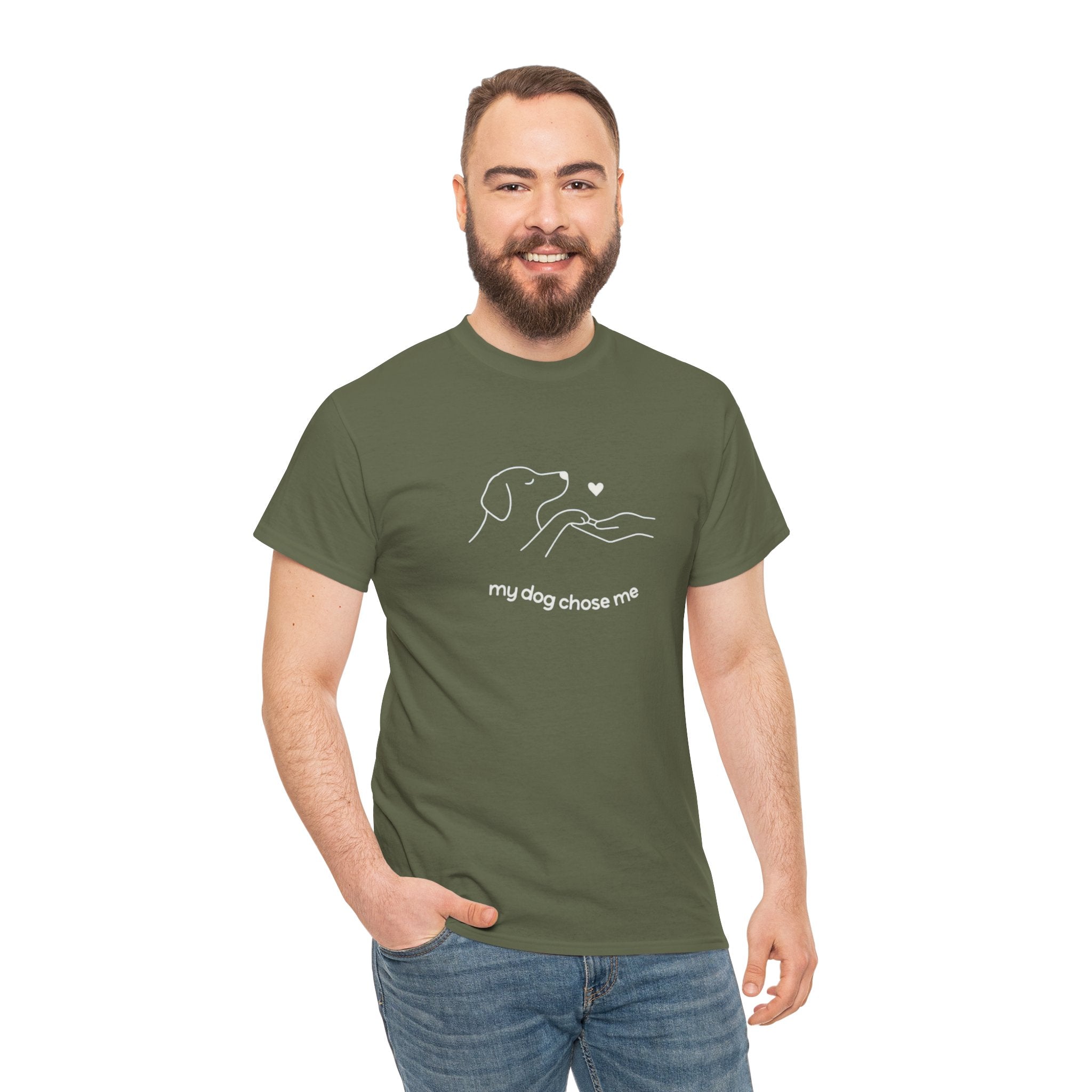 Dog Rescue Tee — "my dog chose me" Minimal Line Art T‑Shirt