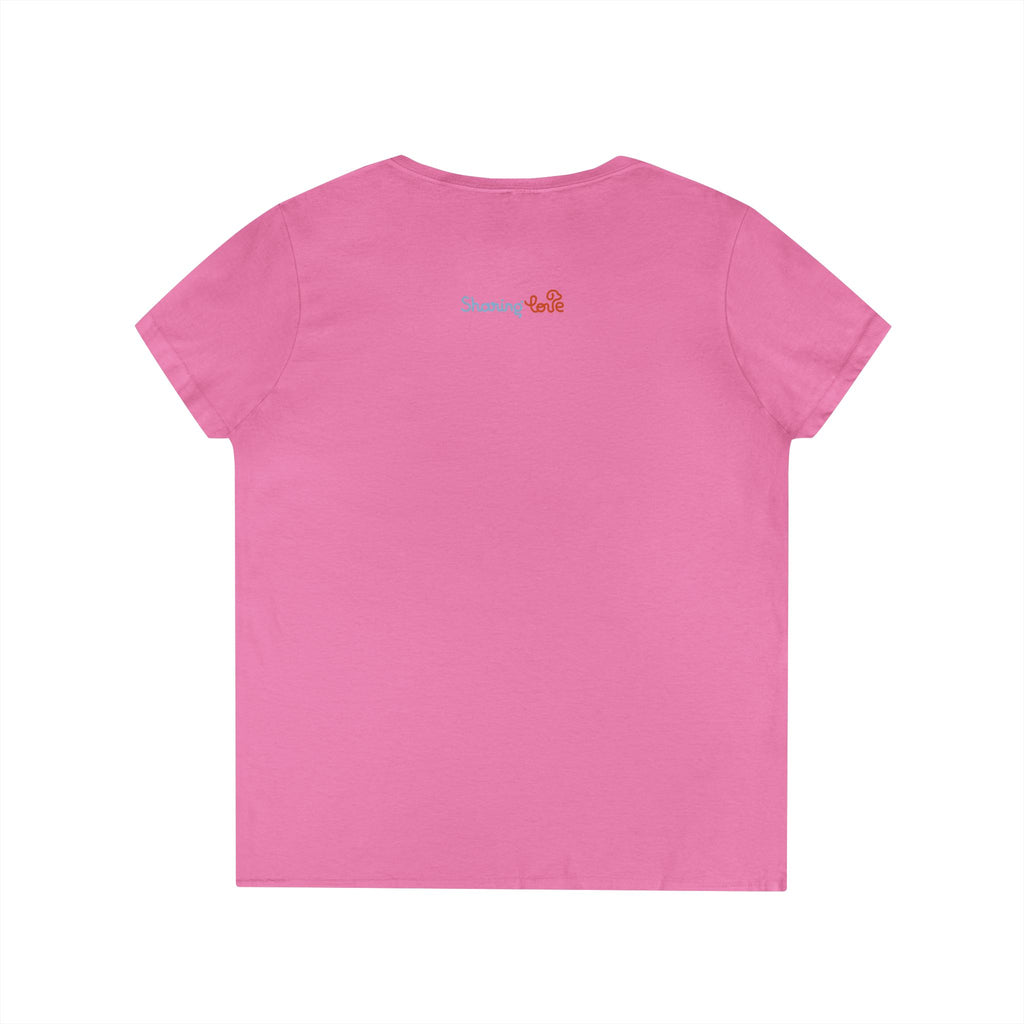 Ladies' V-Neck T-Shirt — Cute Halloween Dog Tee “Sit. Stay. Spook.”