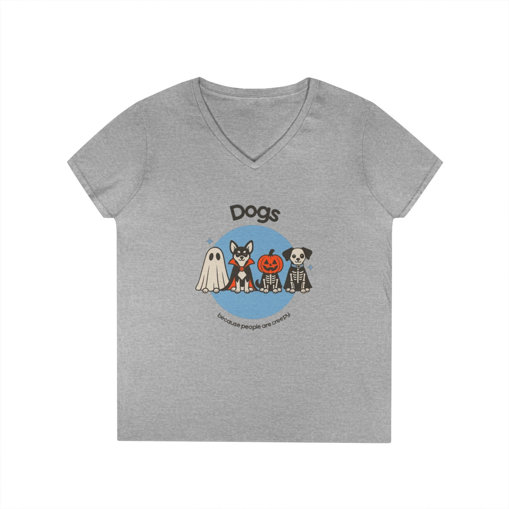Halloween Dogs V-Neck Tee — Cute Dog Costume Graphic Shirt