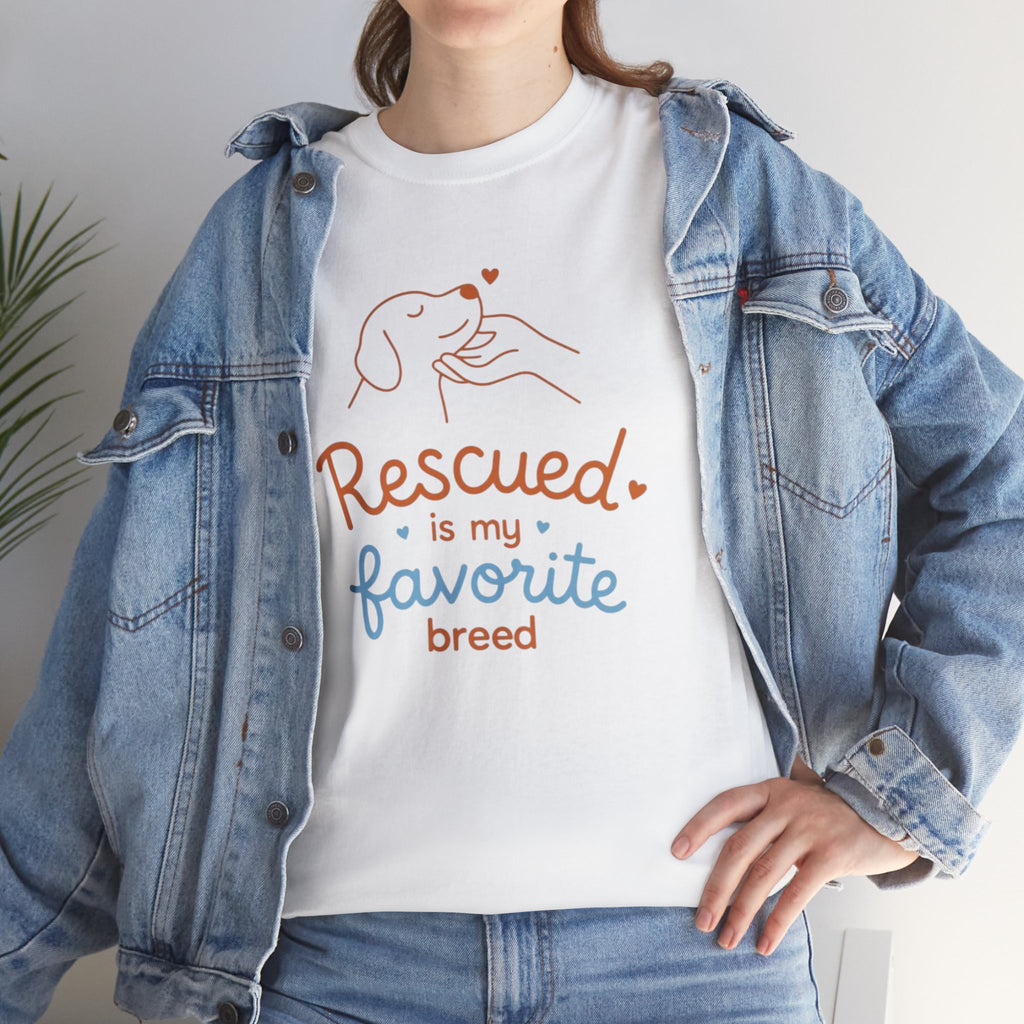 Rescued Is My Favorite Breed T-Shirt — Dog Rescue Adoption Shirt