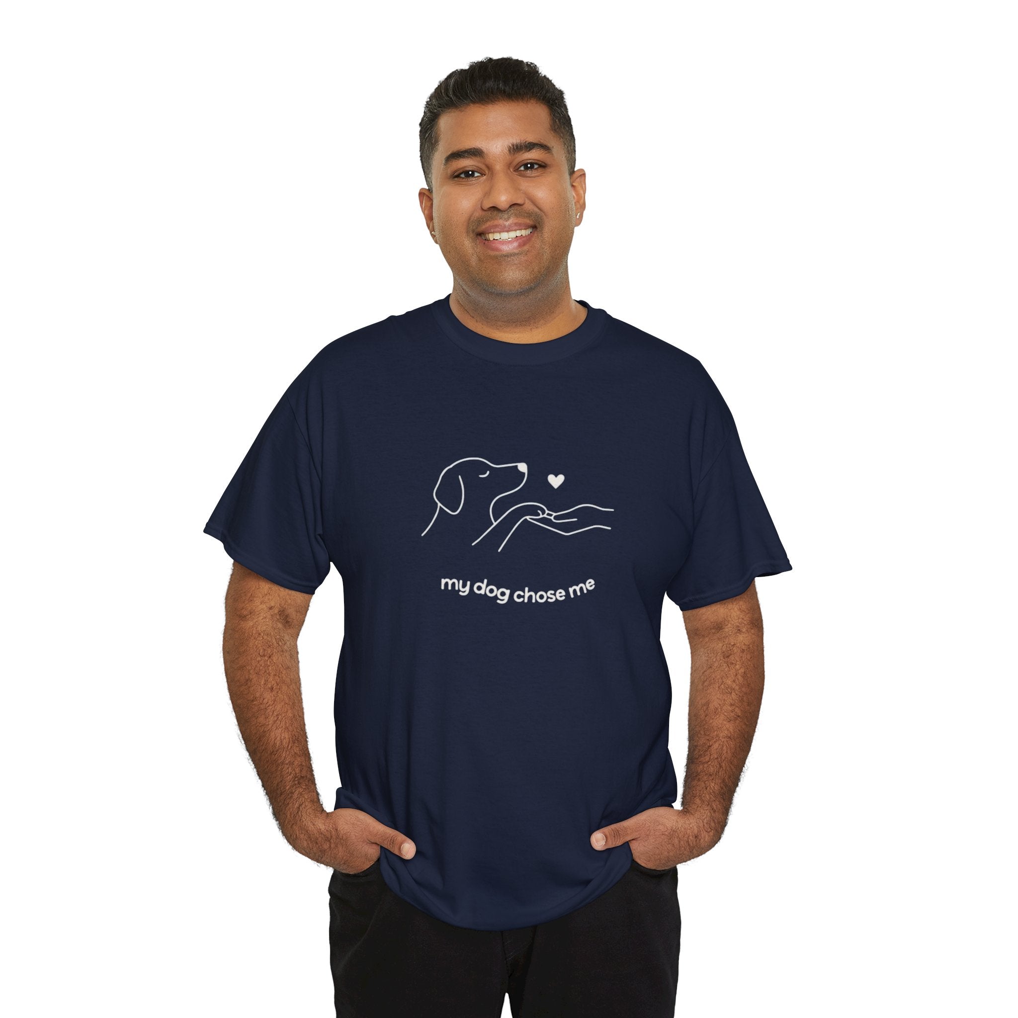 Dog Rescue Tee — "my dog chose me" Minimal Line Art T‑Shirt