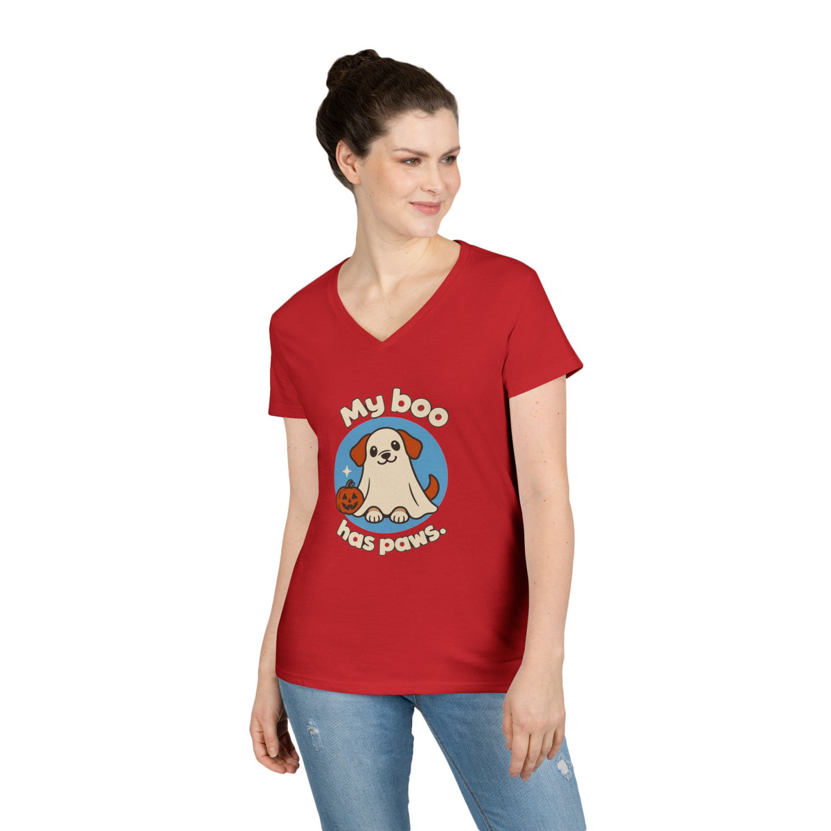 My Boo Has Paws Dog Lover V-Neck T-Shirt