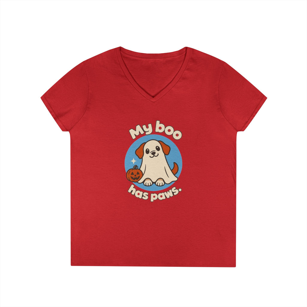 My Boo Has Paws Dog Lover V-Neck T-Shirt