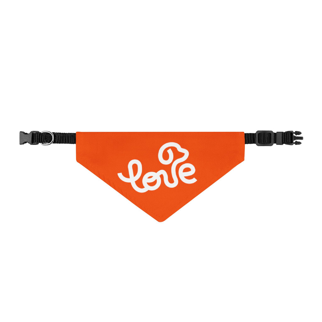 Clip-On Pet Bandana — Orange "Love" Dog Collar Accessory