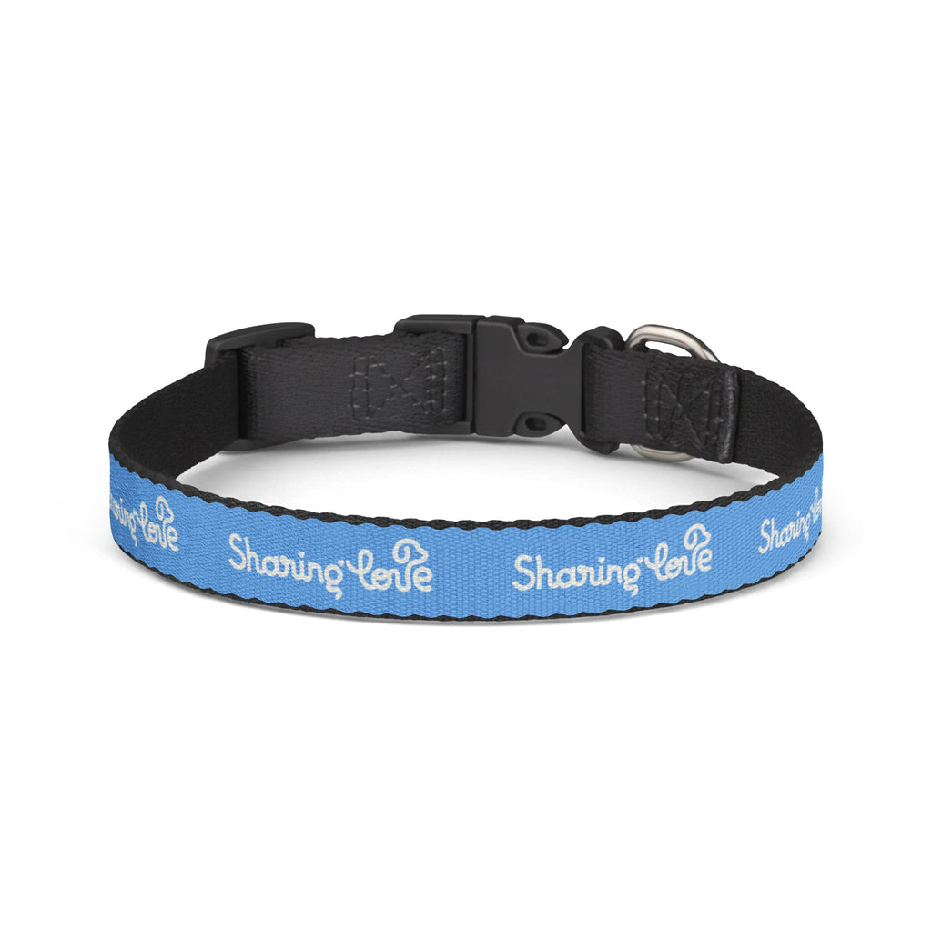Clip-on Pet Collar — Blue “Sharing Love” Adjustable Dog Collar for Small to Large Dogs