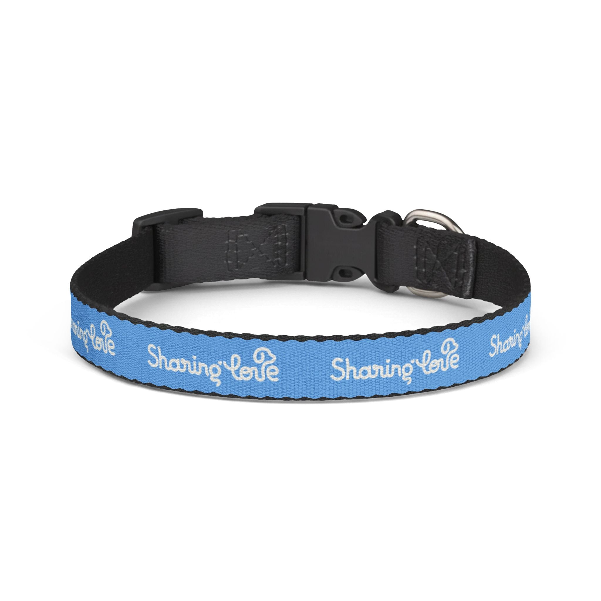 Clip-on Pet Collar — Blue “Sharing Love” Adjustable Dog Collar for Small to Large Dogs