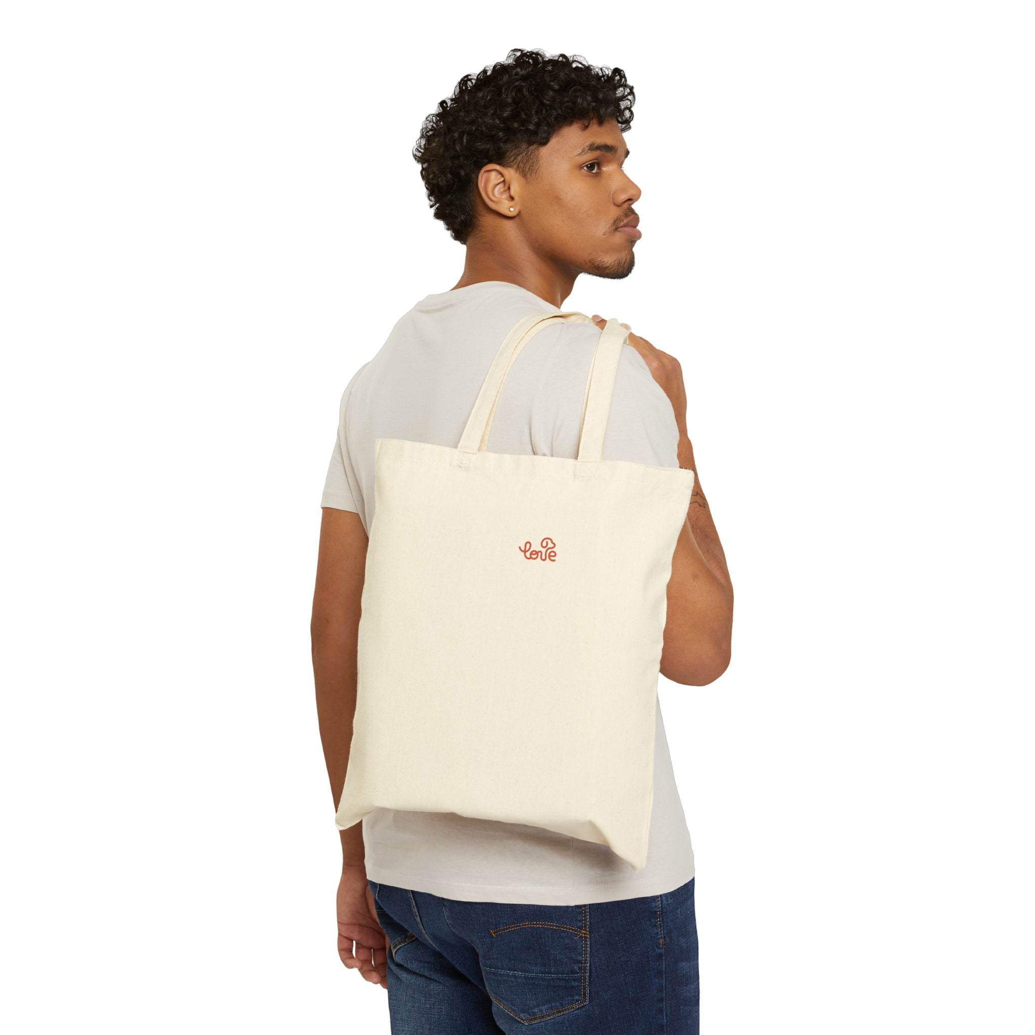 Tote Bag — Orange Paw Print "Love is all we need" Cotton Canvas Tote