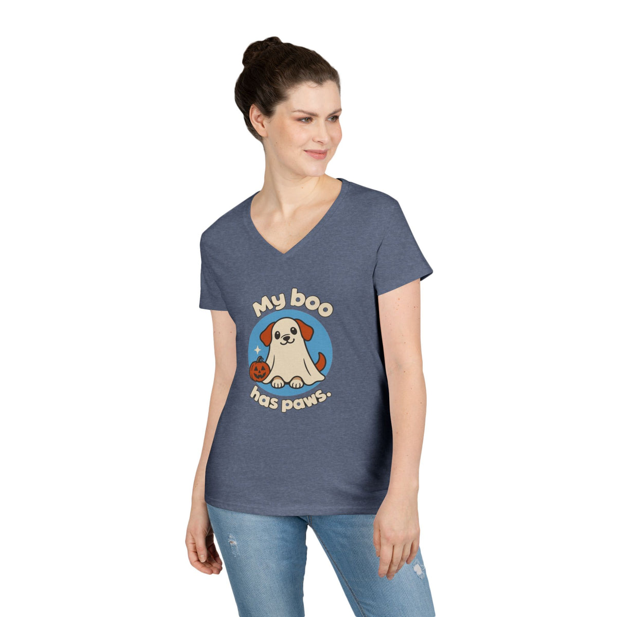 My Boo Has Paws Dog Lover V-Neck T-Shirt
