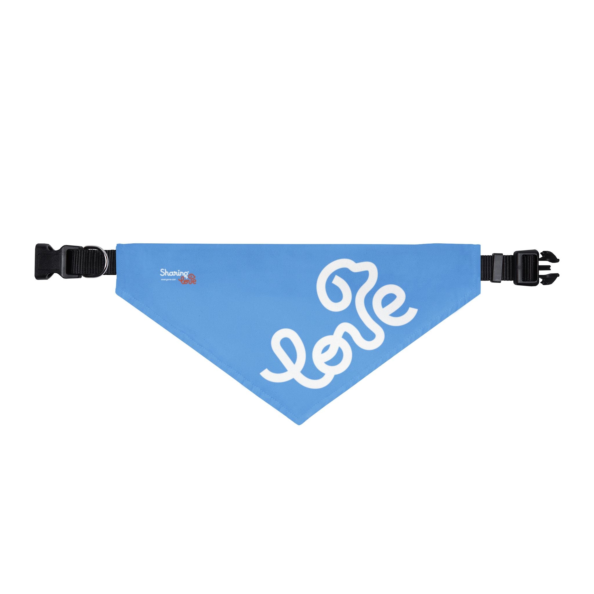 Clip-on Pet Bandana — Blue 'LOVE' Script Dog Collar Accessory