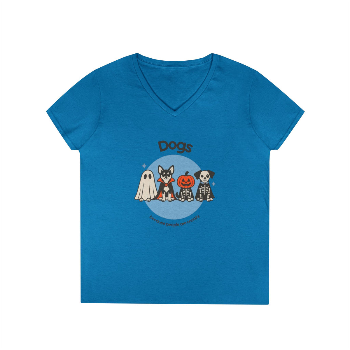 Halloween Dogs V-Neck Tee — Cute Dog Costume Graphic Shirt