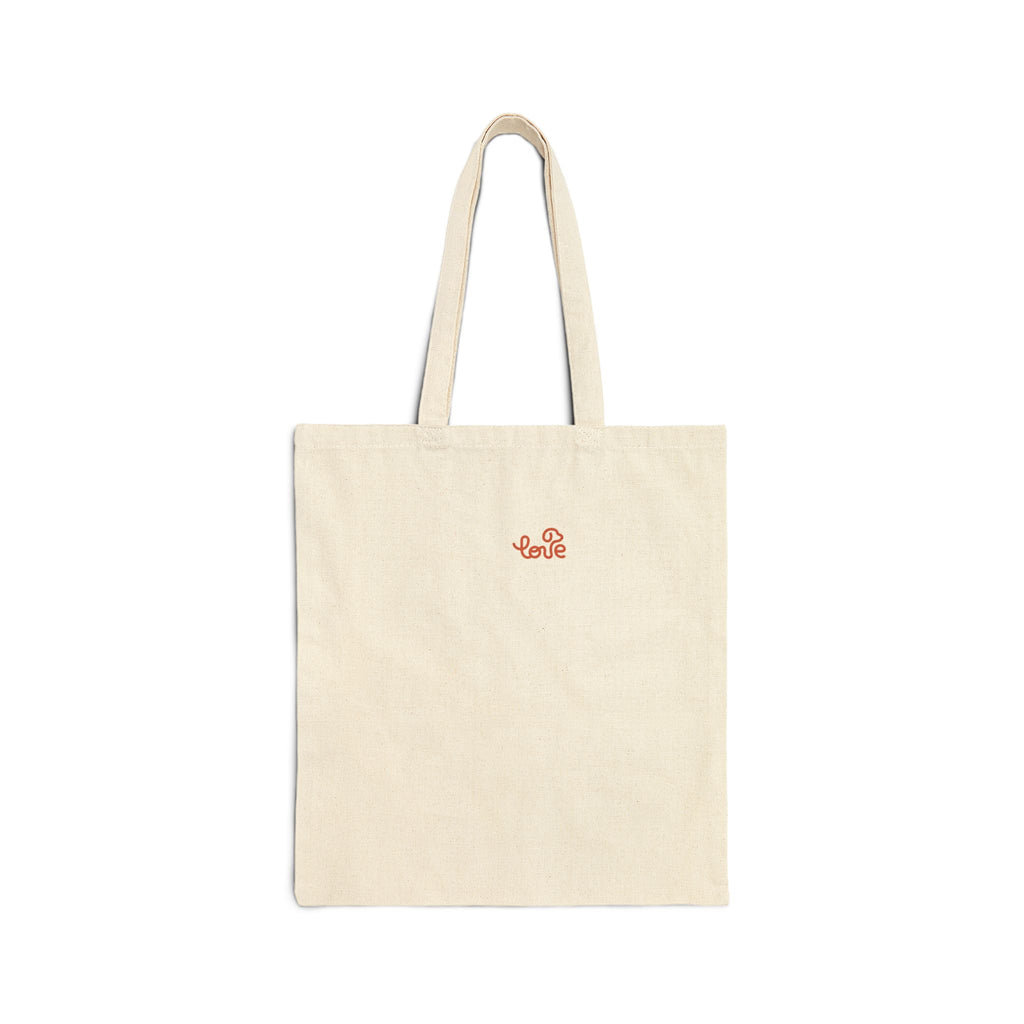 Tote Bag — Orange Paw Print "Love is all we need" Cotton Canvas Tote