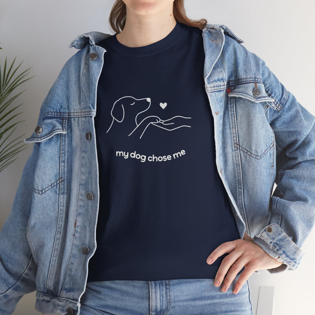 Dog Rescue Tee — "my dog chose me" Minimal Line Art T‑Shirt