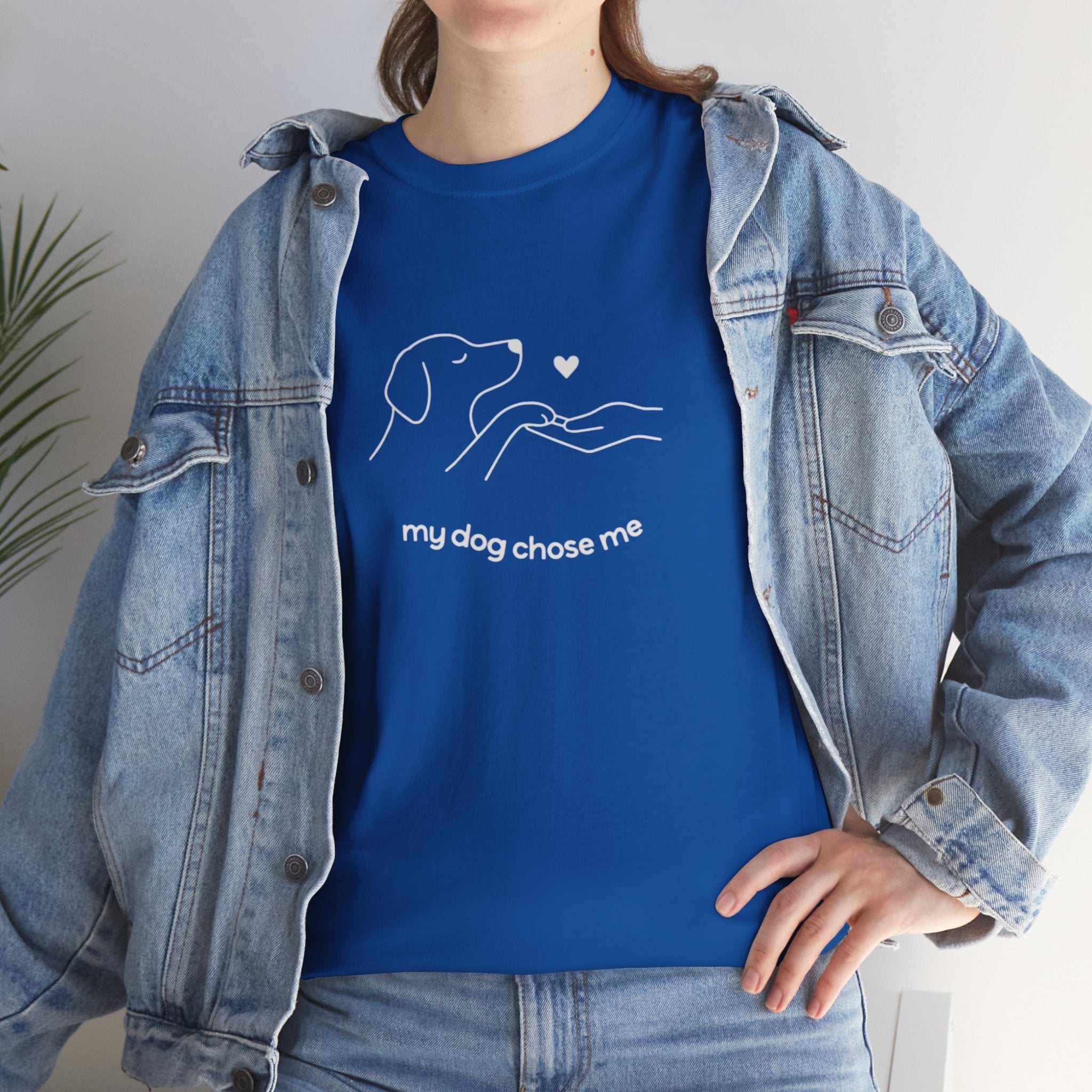 Dog Rescue Tee — "my dog chose me" Minimal Line Art T‑Shirt
