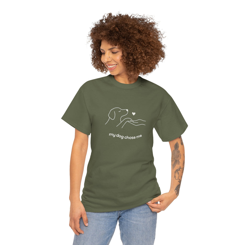 Dog Rescue Tee — "my dog chose me" Minimal Line Art T‑Shirt
