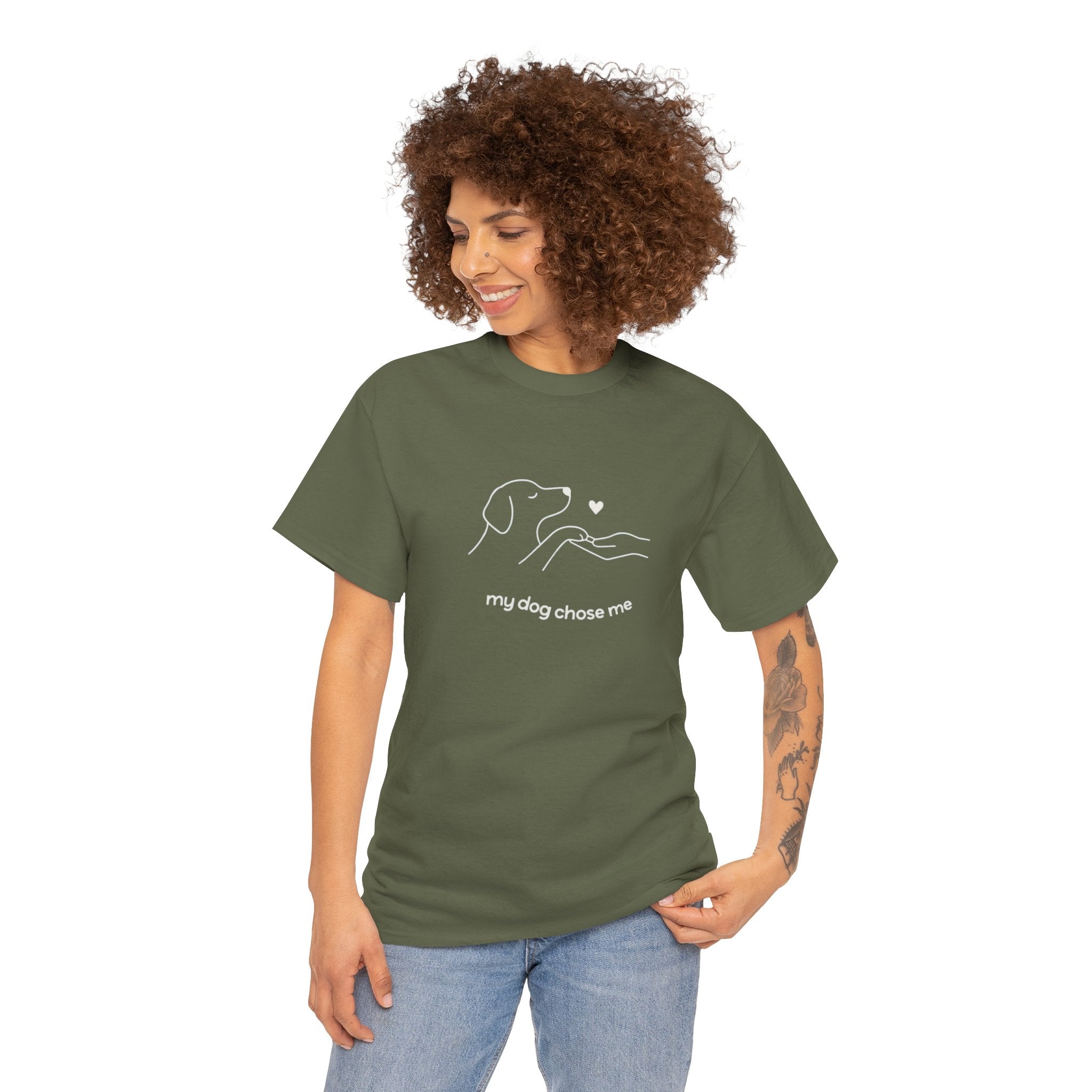 Dog Rescue Tee — "my dog chose me" Minimal Line Art T‑Shirt