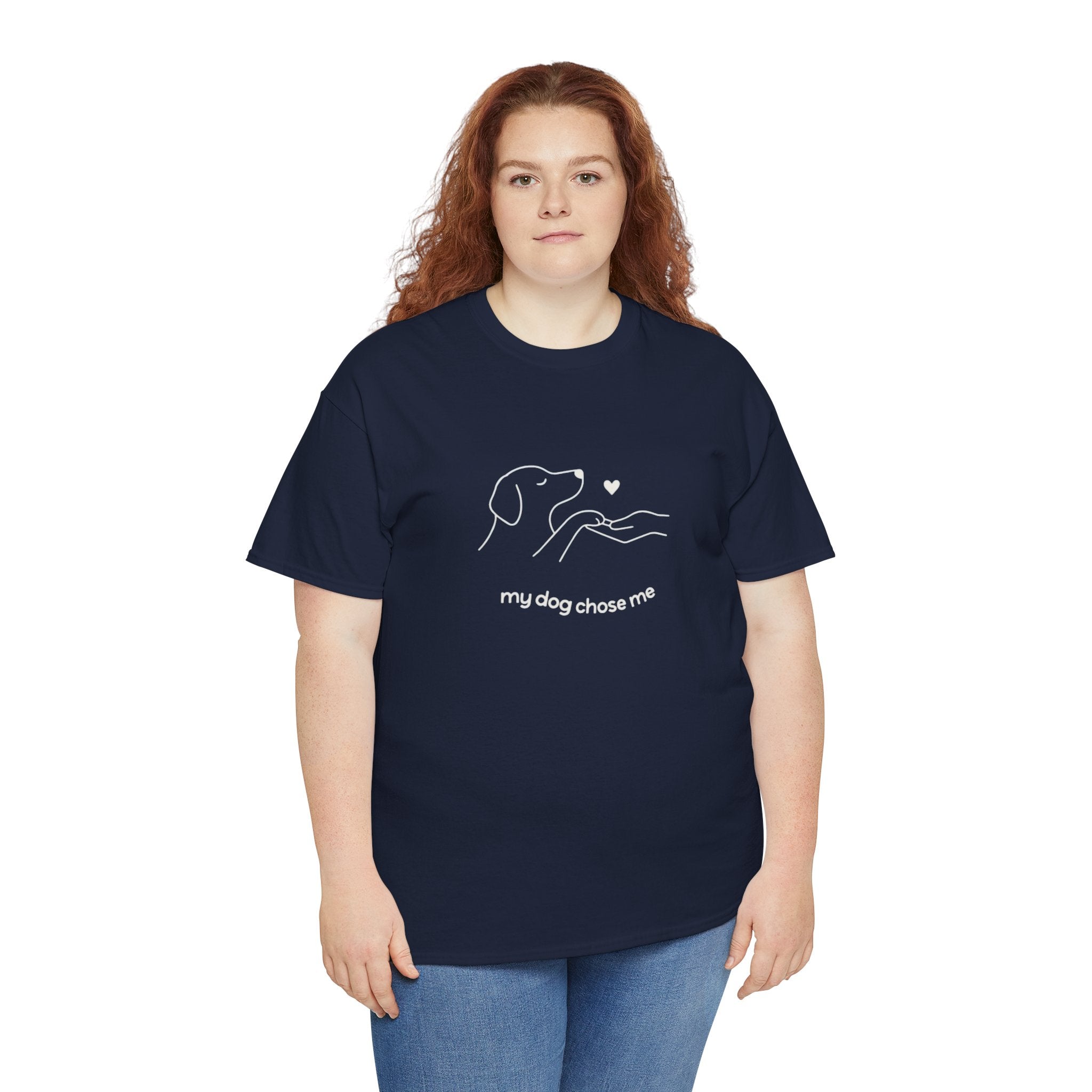 Dog Rescue Tee — "my dog chose me" Minimal Line Art T‑Shirt