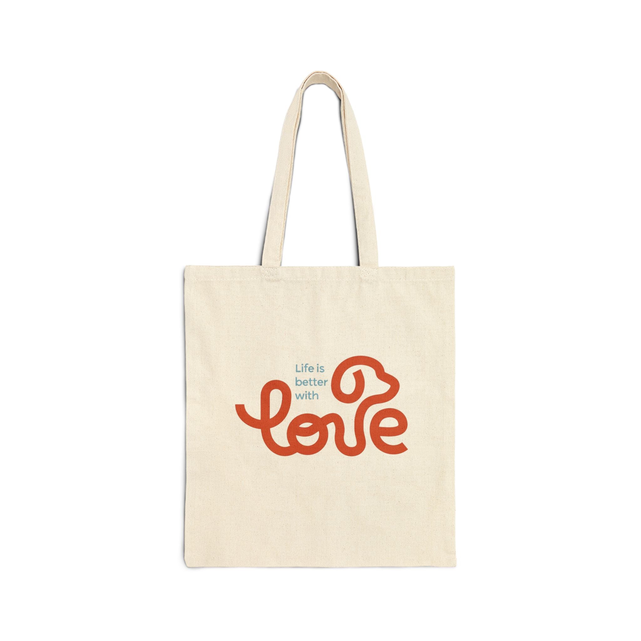 Love Script Canvas Tote Bag — "Life is better with love" Eco Shopper