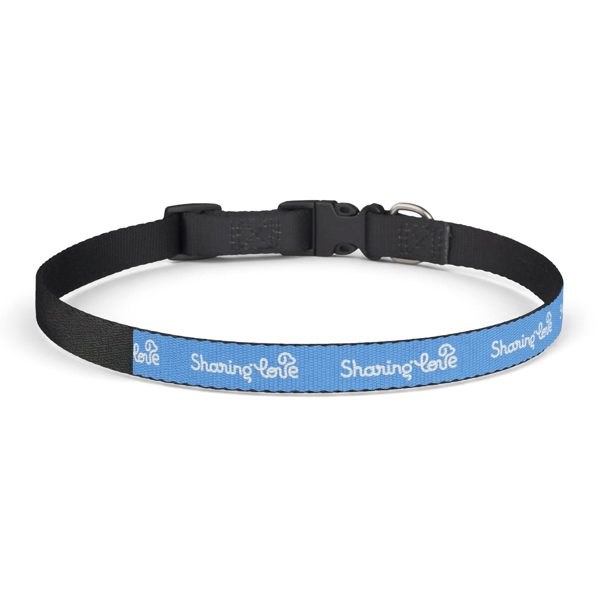 Clip-on Pet Collar — Blue “Sharing Love” Adjustable Dog Collar for Small to Large Dogs