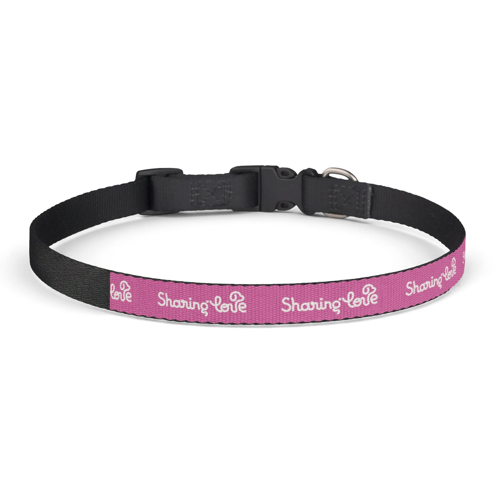 Clip-on Pet Collar — Pink “Sharing Love” Adjustable Dog Collar