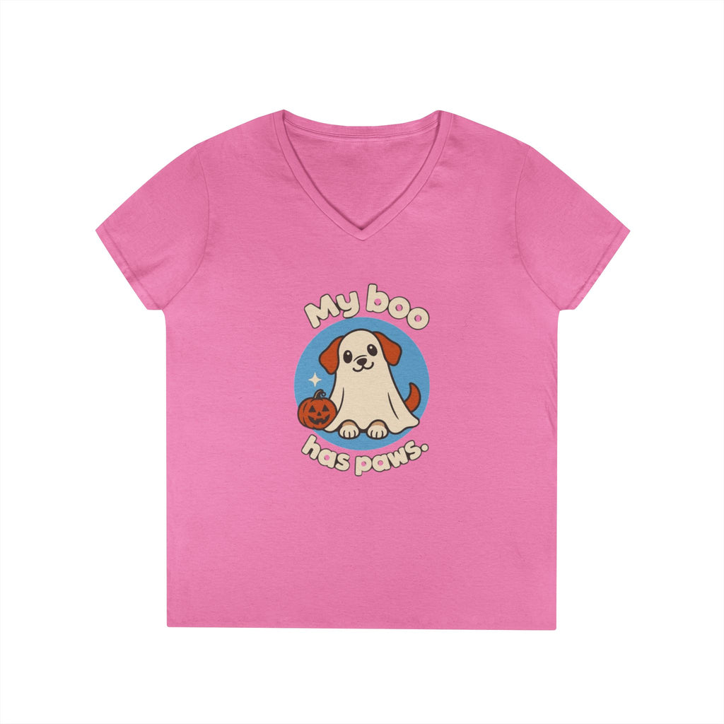 My Boo Has Paws Dog Lover V-Neck T-Shirt