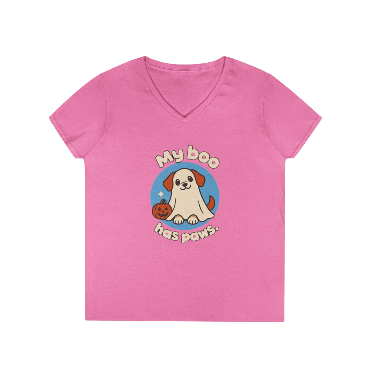 My Boo Has Paws Dog Lover V-Neck T-Shirt