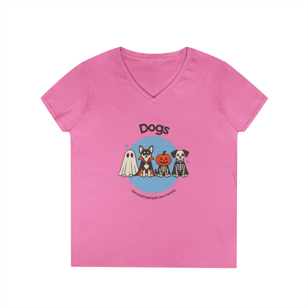 Halloween Dogs V-Neck Tee — Cute Dog Costume Graphic Shirt