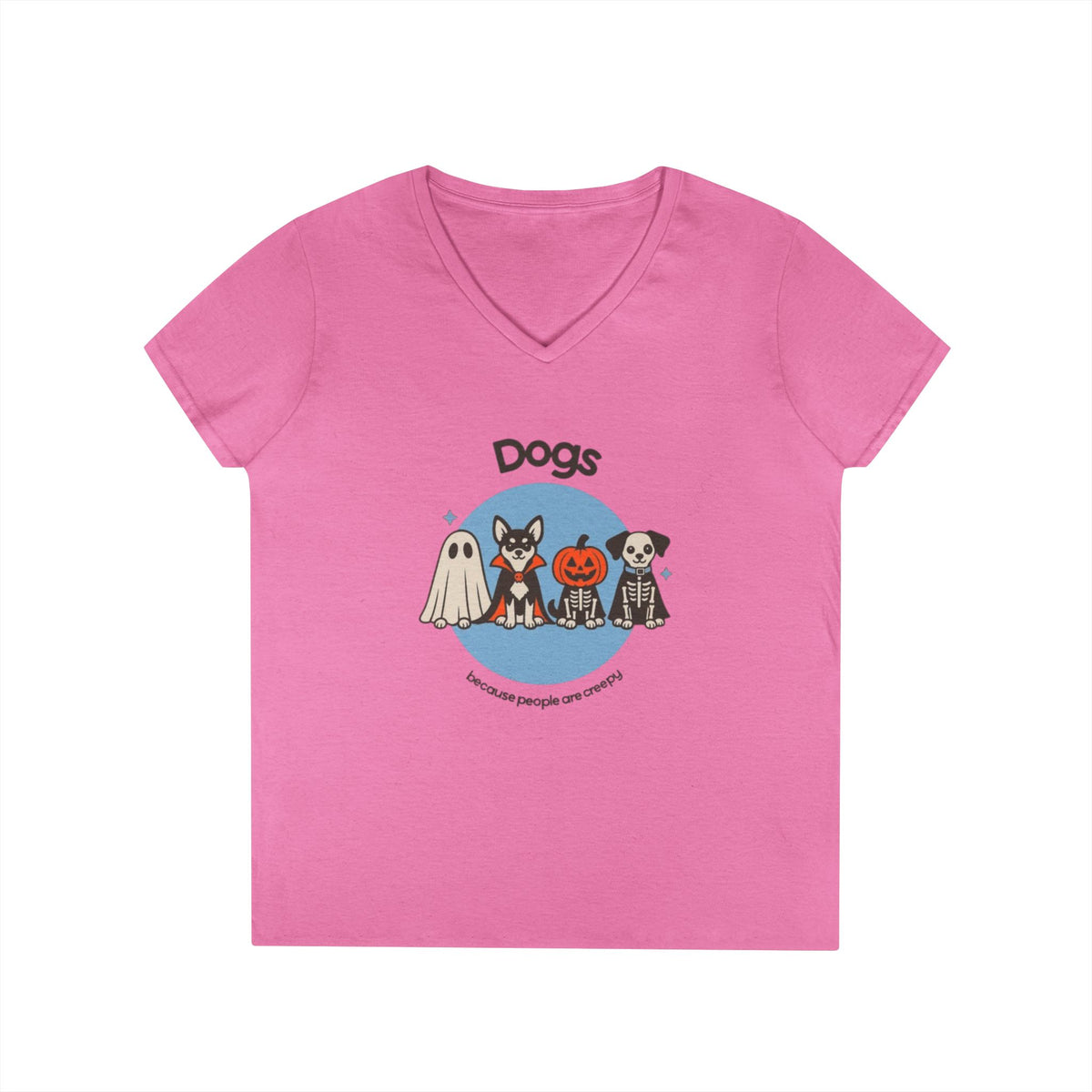 Halloween Dogs V-Neck Tee — Cute Dog Costume Graphic Shirt