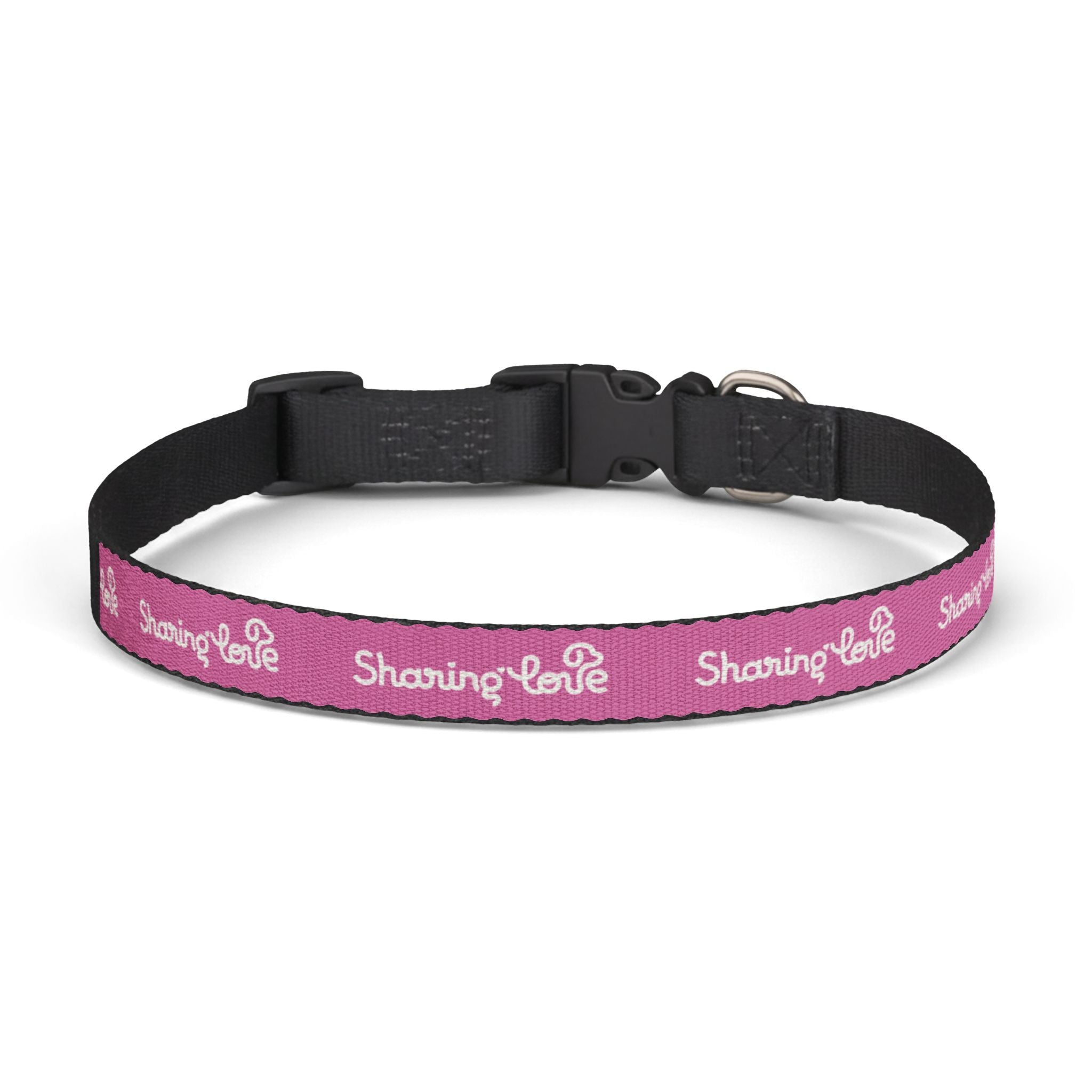 Clip-on Pet Collar — Pink “Sharing Love” Adjustable Dog Collar