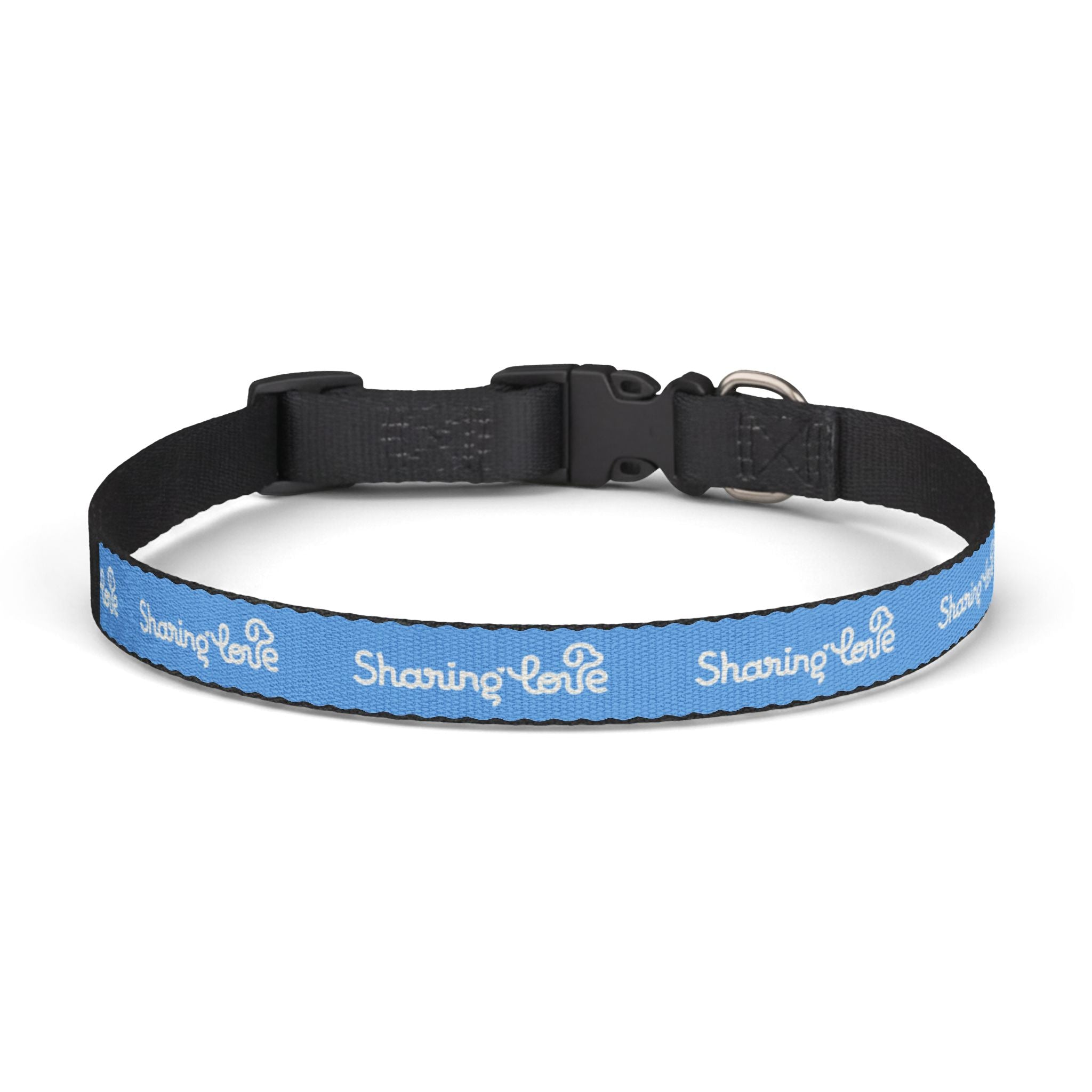 Clip-on Pet Collar — Blue “Sharing Love” Adjustable Dog Collar for Small to Large Dogs