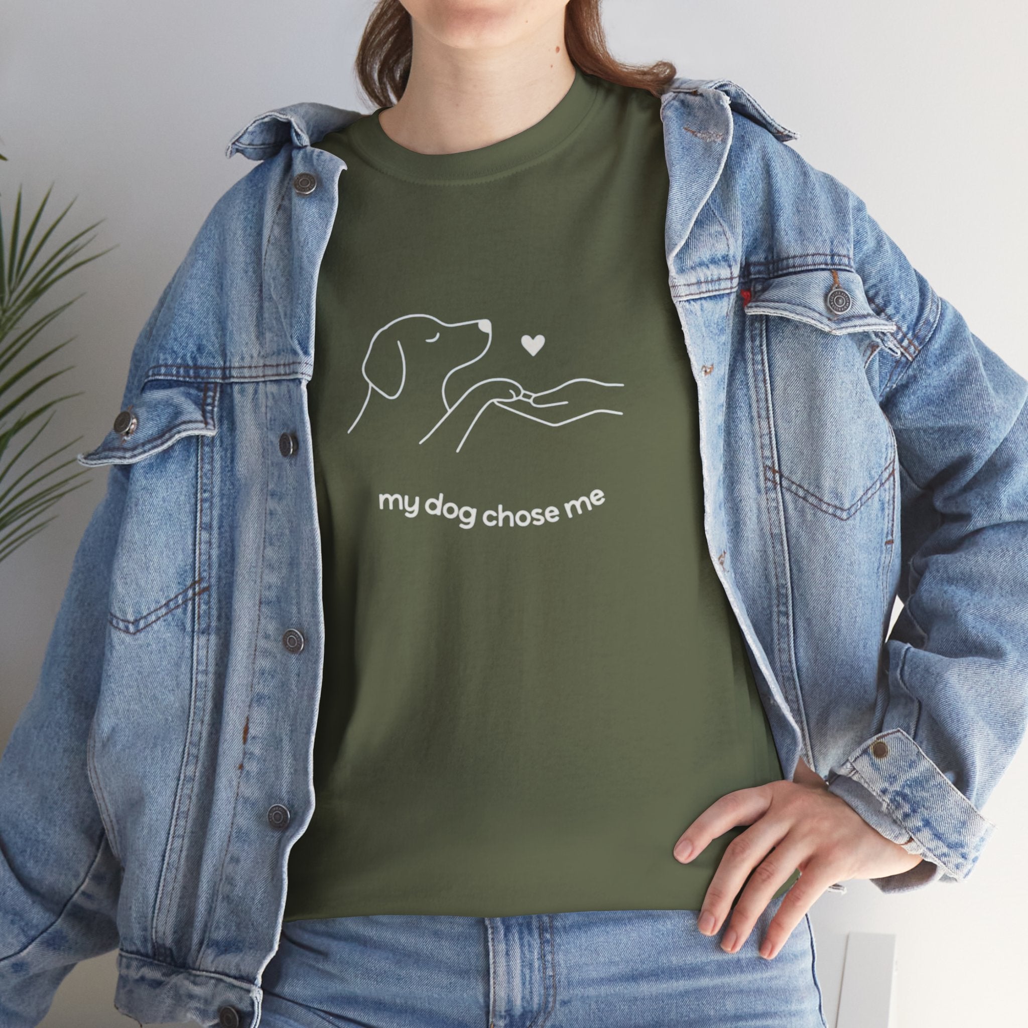 Dog Rescue Tee — "my dog chose me" Minimal Line Art T‑Shirt