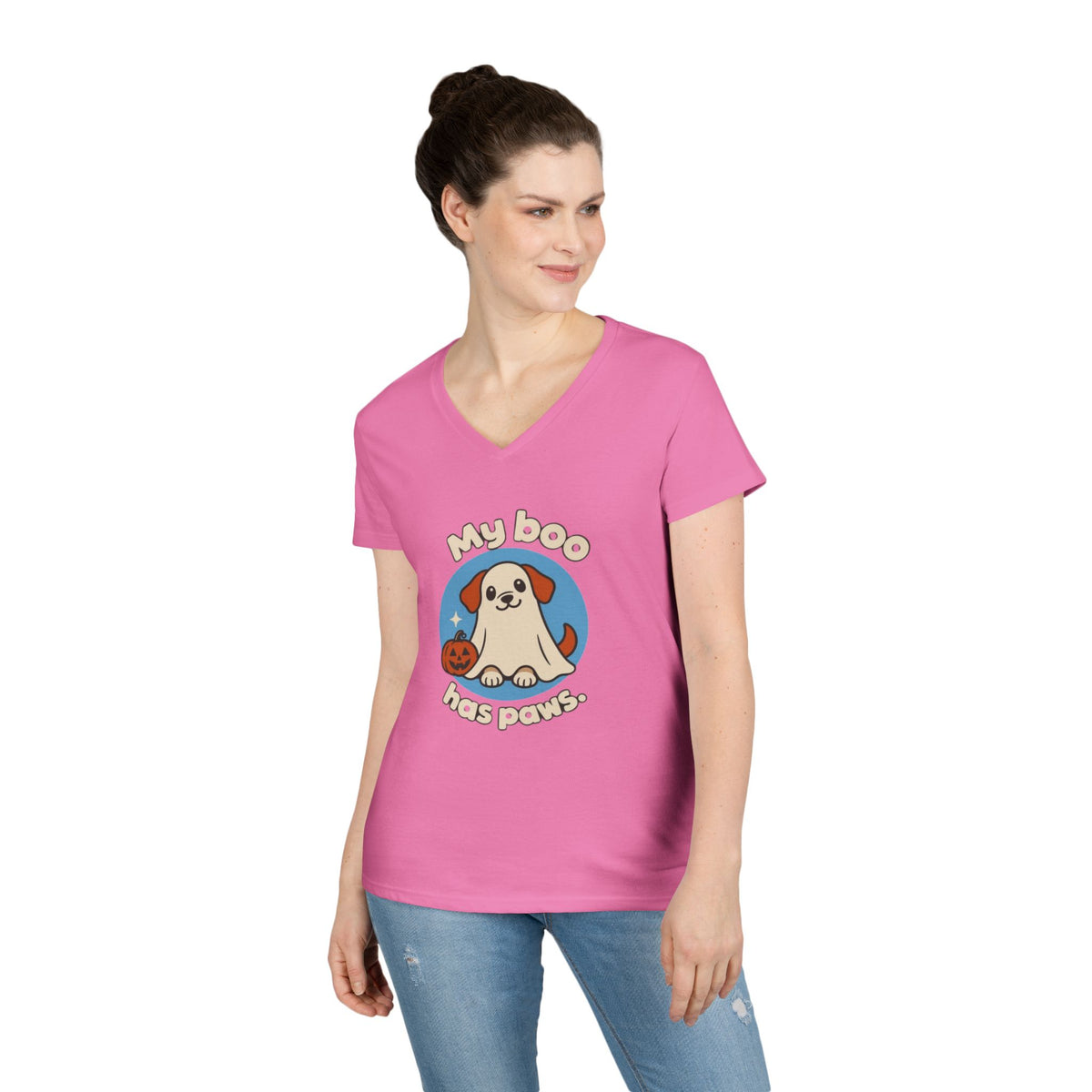 My Boo Has Paws Dog Lover V-Neck T-Shirt