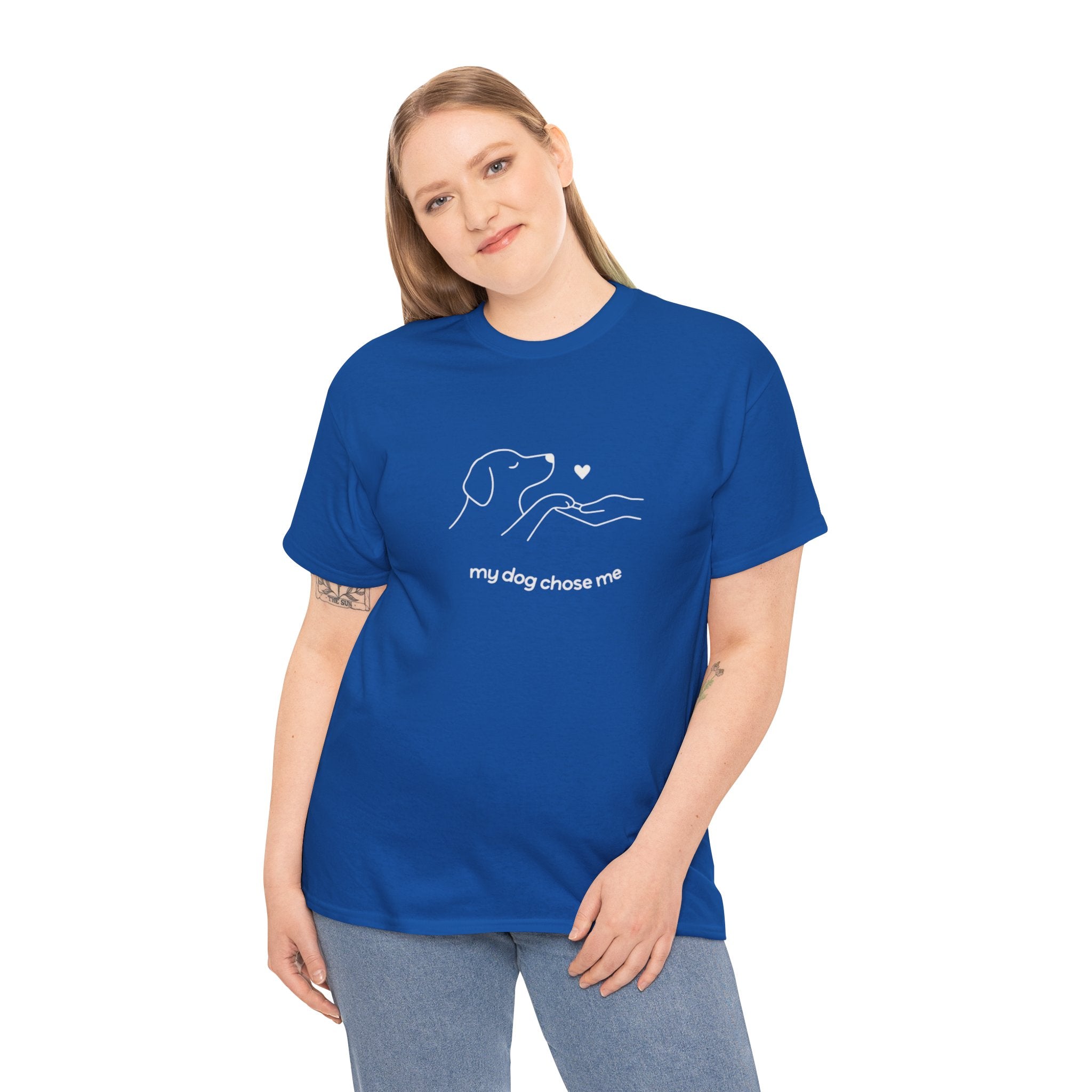 Dog Rescue Tee — "my dog chose me" Minimal Line Art T‑Shirt